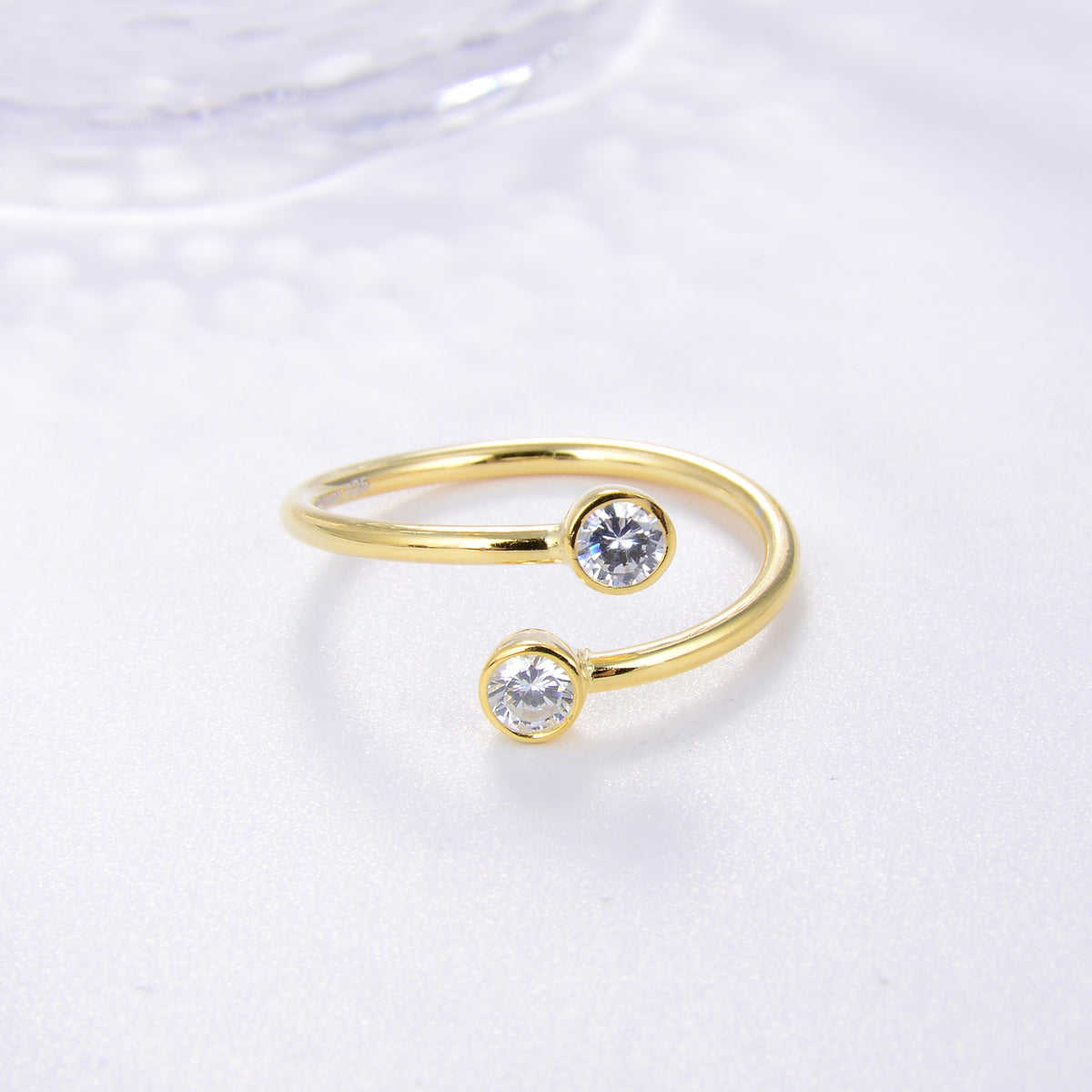 Dual CZ Classic Ring Gold Vermeil - Zafari Studio Jewelry