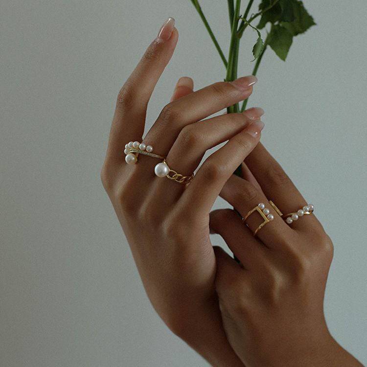 Open closure freshwater pearls Rings - Zafari Studio Jewelry