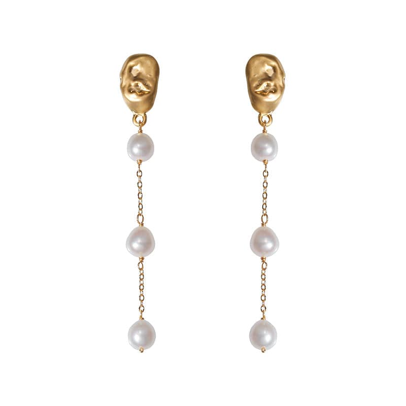 Long Drop Pearl Tassel Earrings - Zafari Studio Jewelry