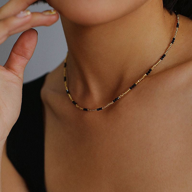 Mini Gemstones Gold Beaded Necklace - Zafari Studio Jewelry