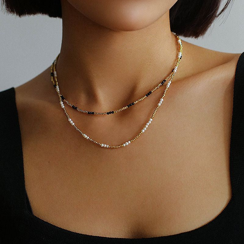 Mini Gemstones Gold Beaded Necklace - Zafari Studio Jewelry