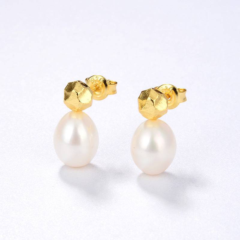 Teardrop Pearl Earrings Sterling Silver - Zafari Studio Jewelry