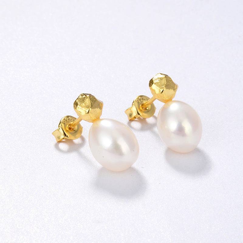 Teardrop Pearl Earrings Sterling Silver - Zafari Studio Jewelry