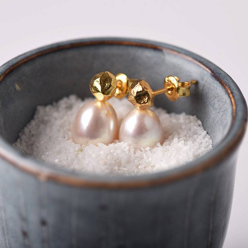 Teardrop Pearl Earrings Sterling Silver - Zafari Studio Jewelry