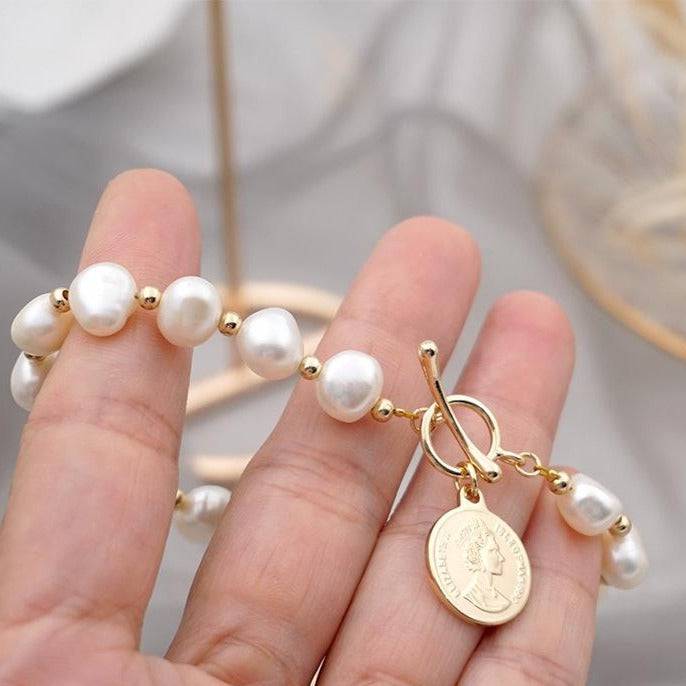 Queen Coin Pearl Bracelet - Zafari Studio Jewelry