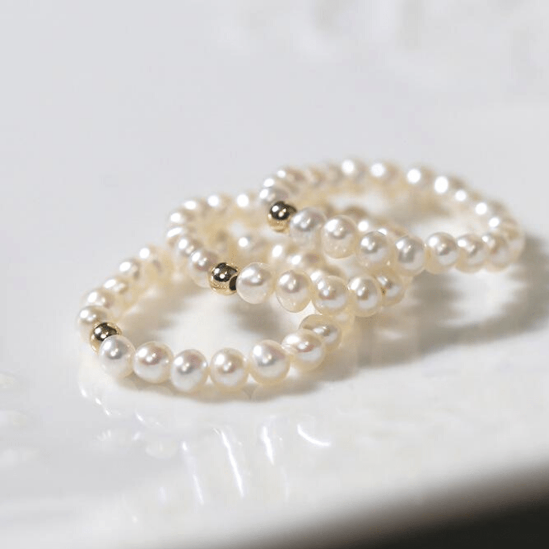 SCARLETT Beaded Pearl Ring 14K Yellow Gold - Zafari Studio Jewelry