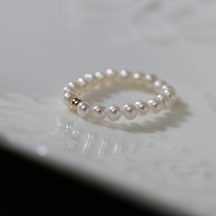 SCARLETT Beaded Pearl Ring 14K Yellow Gold - Zafari Studio Jewelry