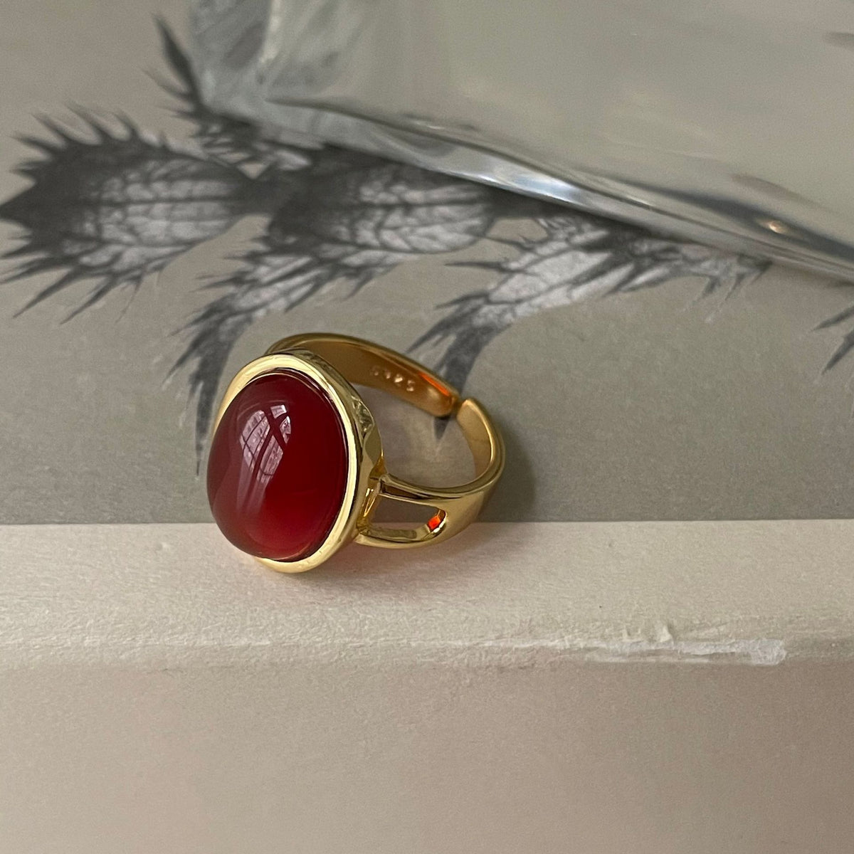 Red Onyx Ring Gold Vermeil - Zafari Studio Jewelry