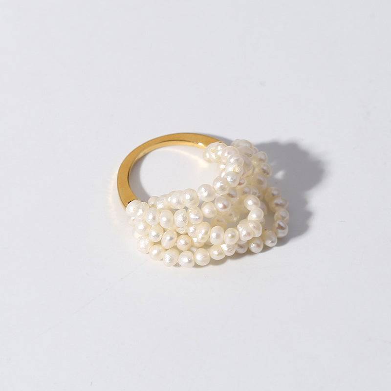 Multi-Layer Rice Pearl Cluster Ring - Zafari Studio Jewelry