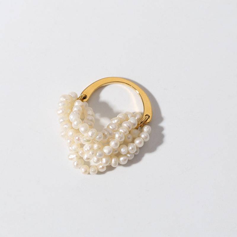Multi-Layer Rice Pearl Cluster Ring - Zafari Studio Jewelry