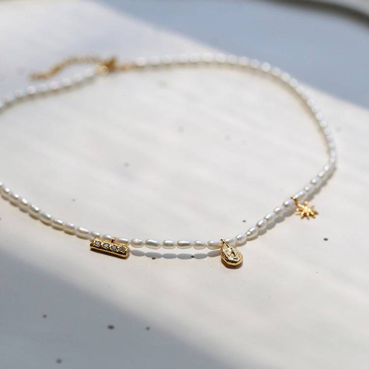 Star Multi Pendant Pearl Necklace - Zafari Studio Jewelry