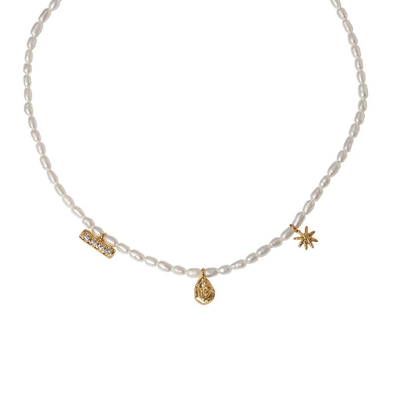 Star Multi Pendant Pearl Necklace - Zafari Studio Jewelry