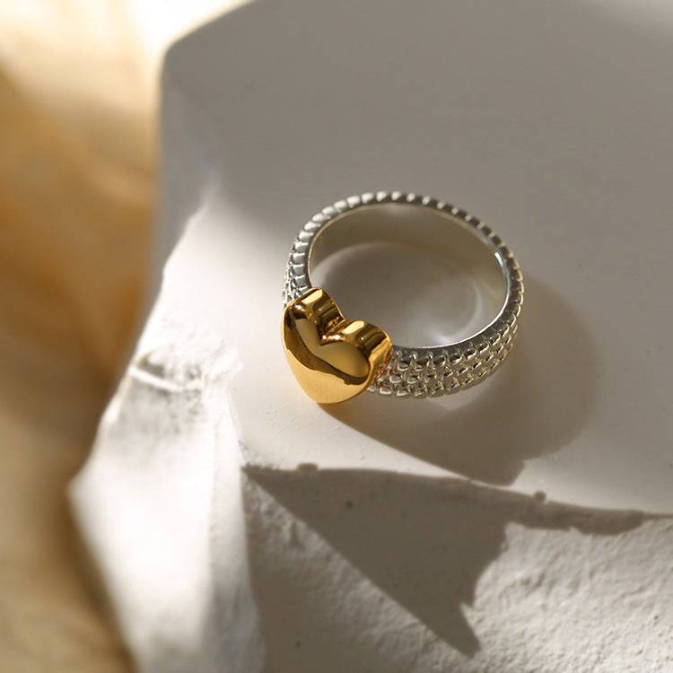 Heart Medallion Textured Triple Row Ring - Zafari Studio Jewelry