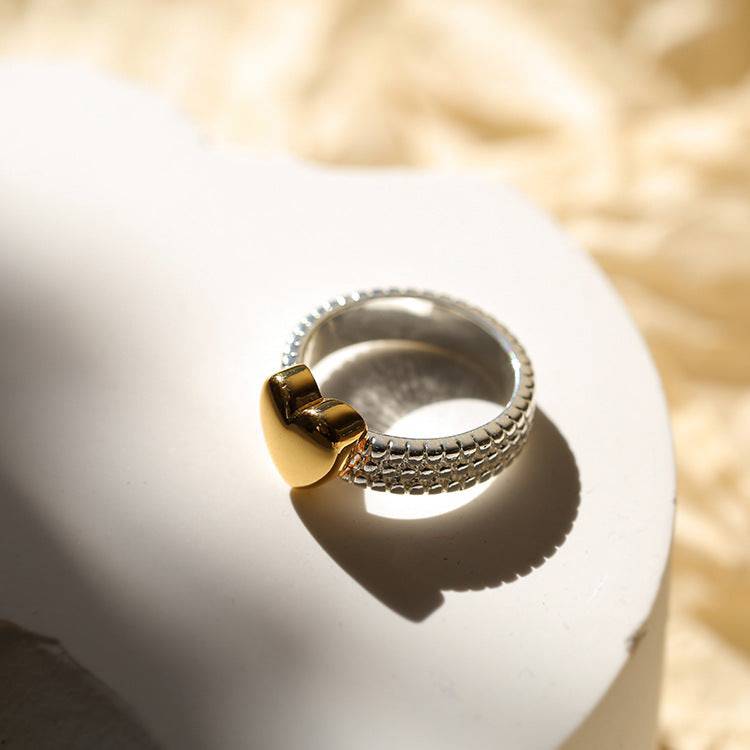 Heart Medallion Textured Triple Row Ring - Zafari Studio Jewelry