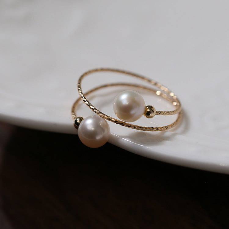 Double wrap peal ring 14K Yellow Gold - Zafari Studio Jewelry