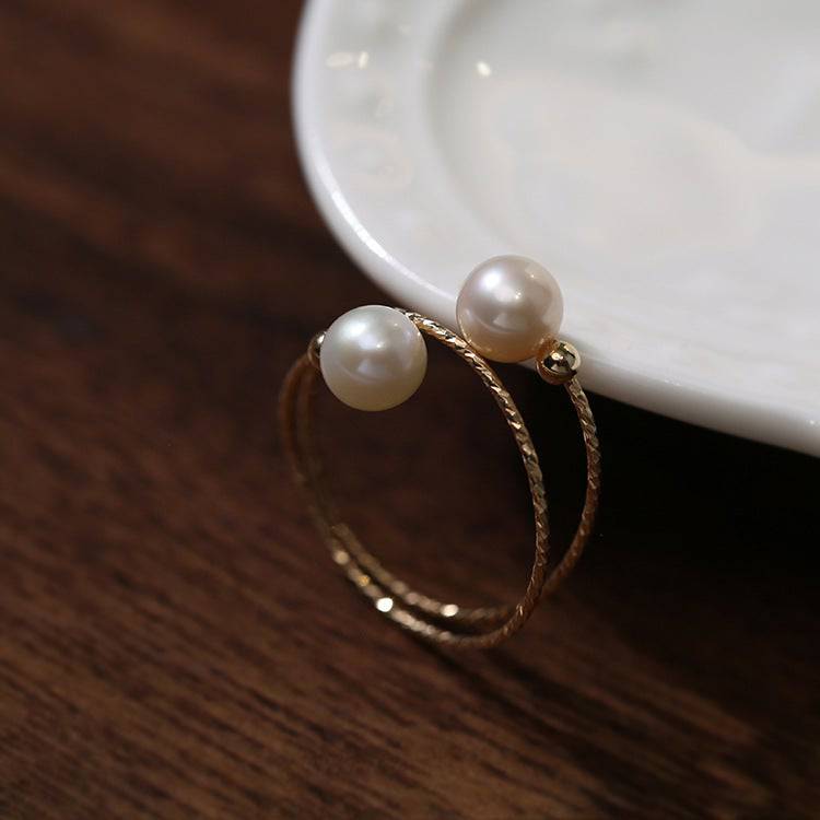 Double wrap peal ring 14K Yellow Gold - Zafari Studio Jewelry