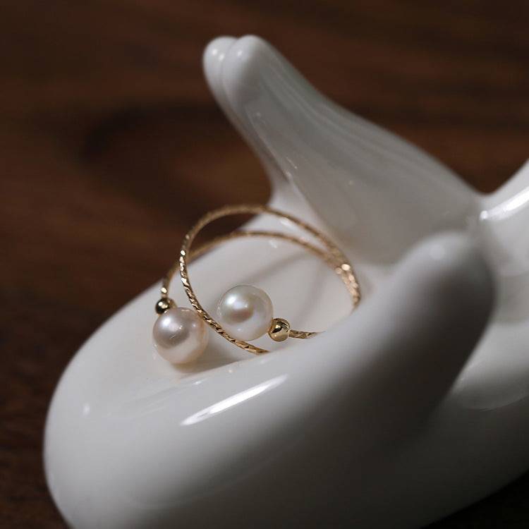 Double wrap peal ring 14K Yellow Gold - Zafari Studio Jewelry