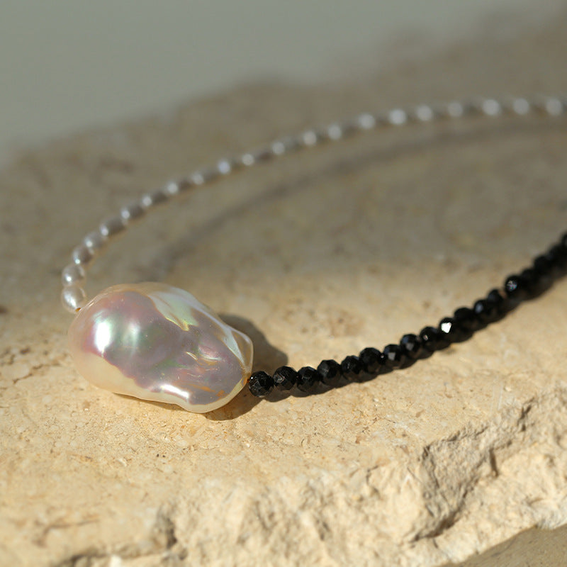 Black Gems Large Baroque Pearl Necklace - Zafari Studio Jewelry
