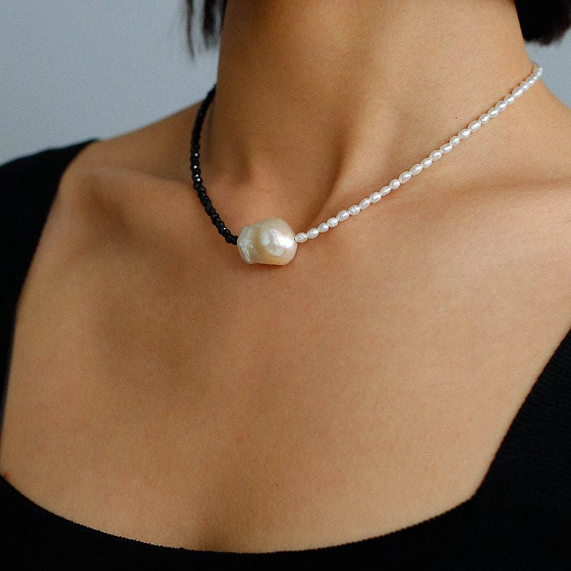 Black Gems Large Baroque Pearl Necklace - Zafari Studio Jewelry
